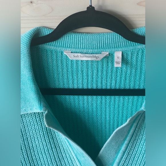 Soft Surroundings Knit Aqua Sweater Size Large Very Soft - Picture 2 of 4